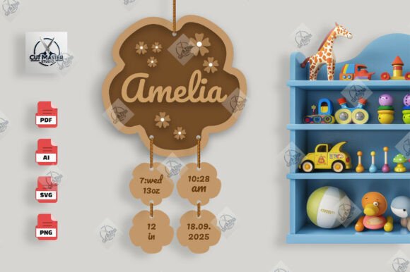 Blooming Baby Birth Stats Sign SVG