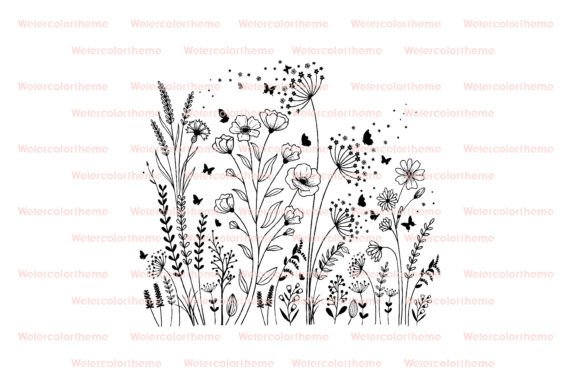 Botanical Flower Butterfly SVG Cut File