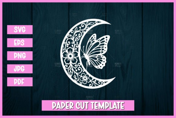 Butterfly Floral Crescent Moon