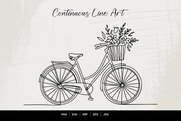 Continuous Line Floral Bicycle