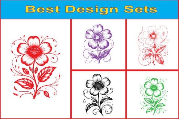 Decorative Floral Artwork Vector Bundle