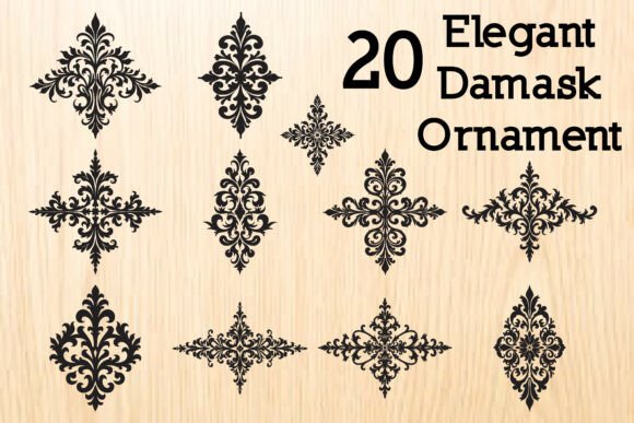 Elegant Damask Ornament Bundle