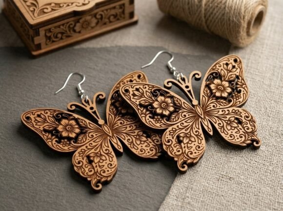 Floral Butterfly Earring Laser Cut