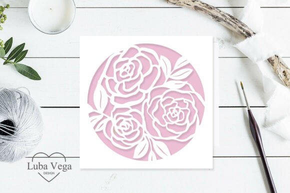 Floral Card Paper Cut Wedding Template