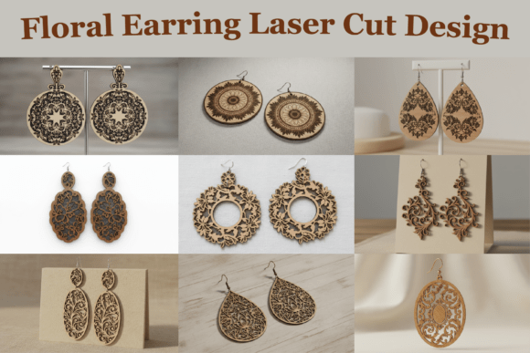 Floral Earring Laser Cut Design Bundle