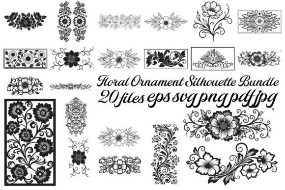 Floral Ornament Silhouette Bundle