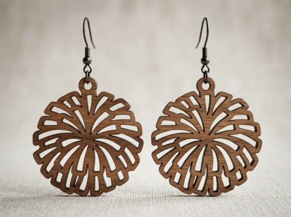 Floral Spiral Earring Laser Cut Design