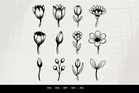 Minimal Floral Line Art Clipart