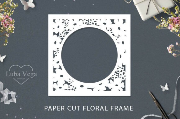 Paper Cut Floral Frame Cricut Square