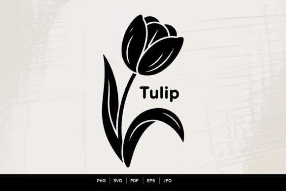 Tulip Flower Silhouette Line Art